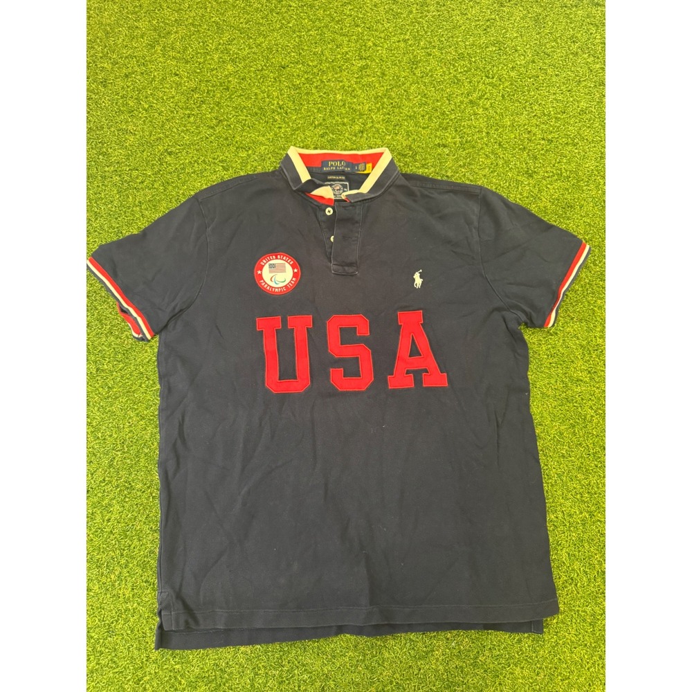 Polo Ralph Lauren USA Paralympic Team 2020 Navy Blue Polo Shirt Mens Large L